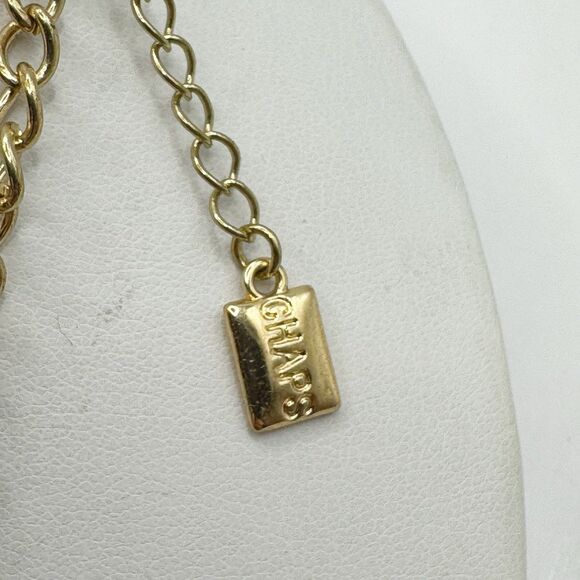 CHAPS Red Faceted Glass Cha Cha Dangle Necklace Gold Tone - Picture 2 of 7